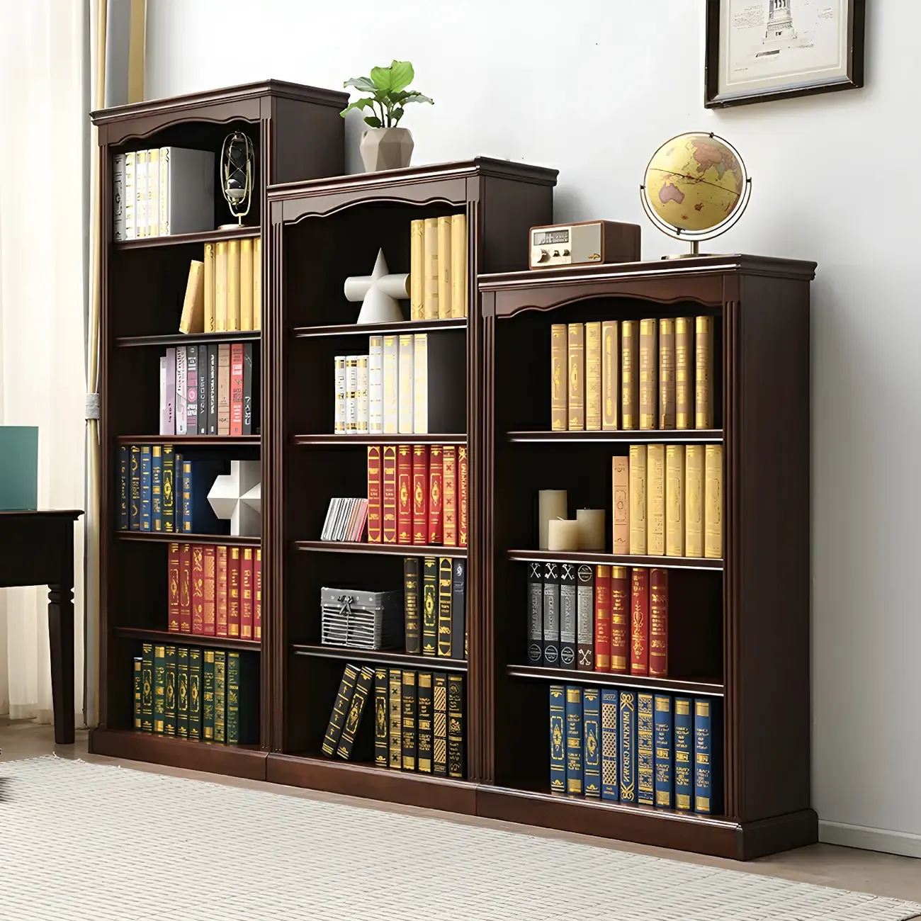Classic Simple White Rectangular Wood Bookcase