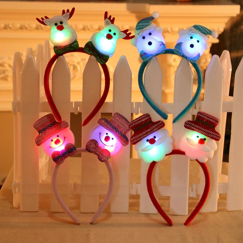 HULIANFU 2026  Christmas Headband LED Christmas Decorations Gift Hairpin Antlers Headband New Year Decorations Santa Headband Christmas Decor - Deanwangkt