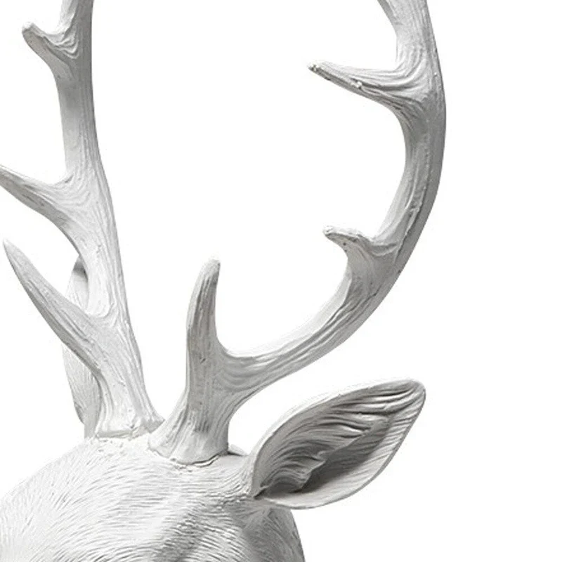 HomeRoots 23  White Polyresin Suited Deer Bust Tabletop Sculpture - 6  W x 8  D x 23  H