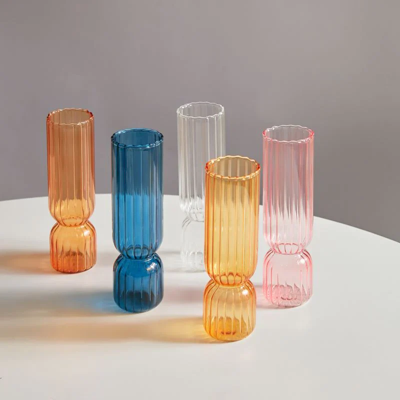 HULIANFU Nordic Glass Vase Small Glass Vases Flower Arrangement Home Decoration Accessories Modern Living Room Glass Ornament - Deanwangkt