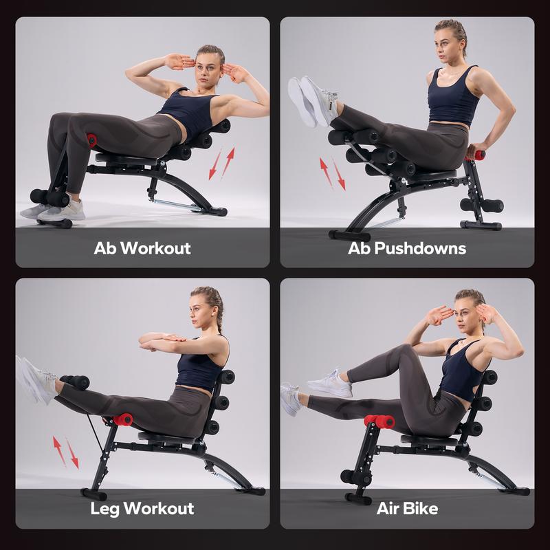 MMERACH Multi-Functional Adjustable Ab Machine Workout Bench Sit Up Machine Push Up Exercise Chair for Home Gym