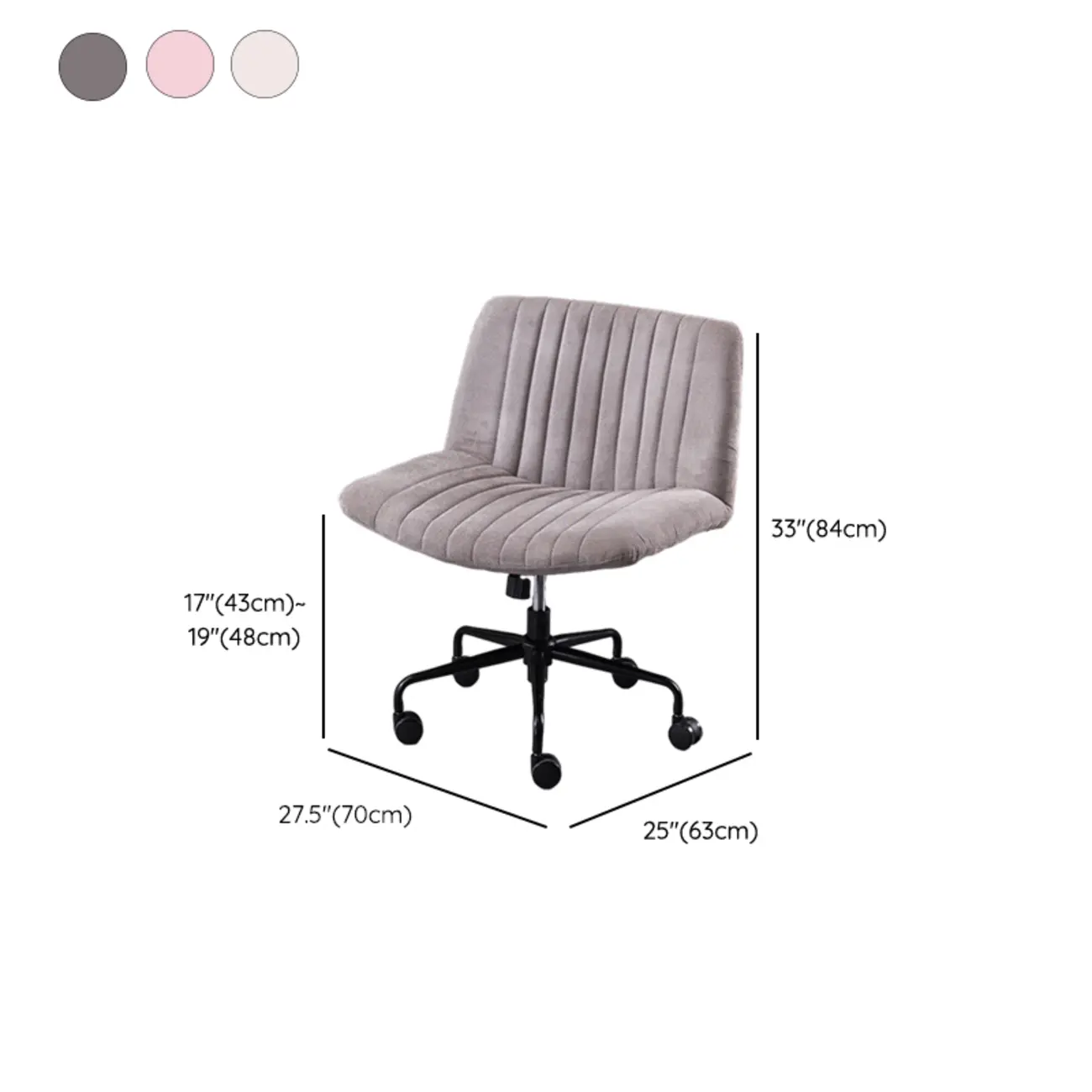 Elegant Gray Linen Upholstered Swivel Office Chair