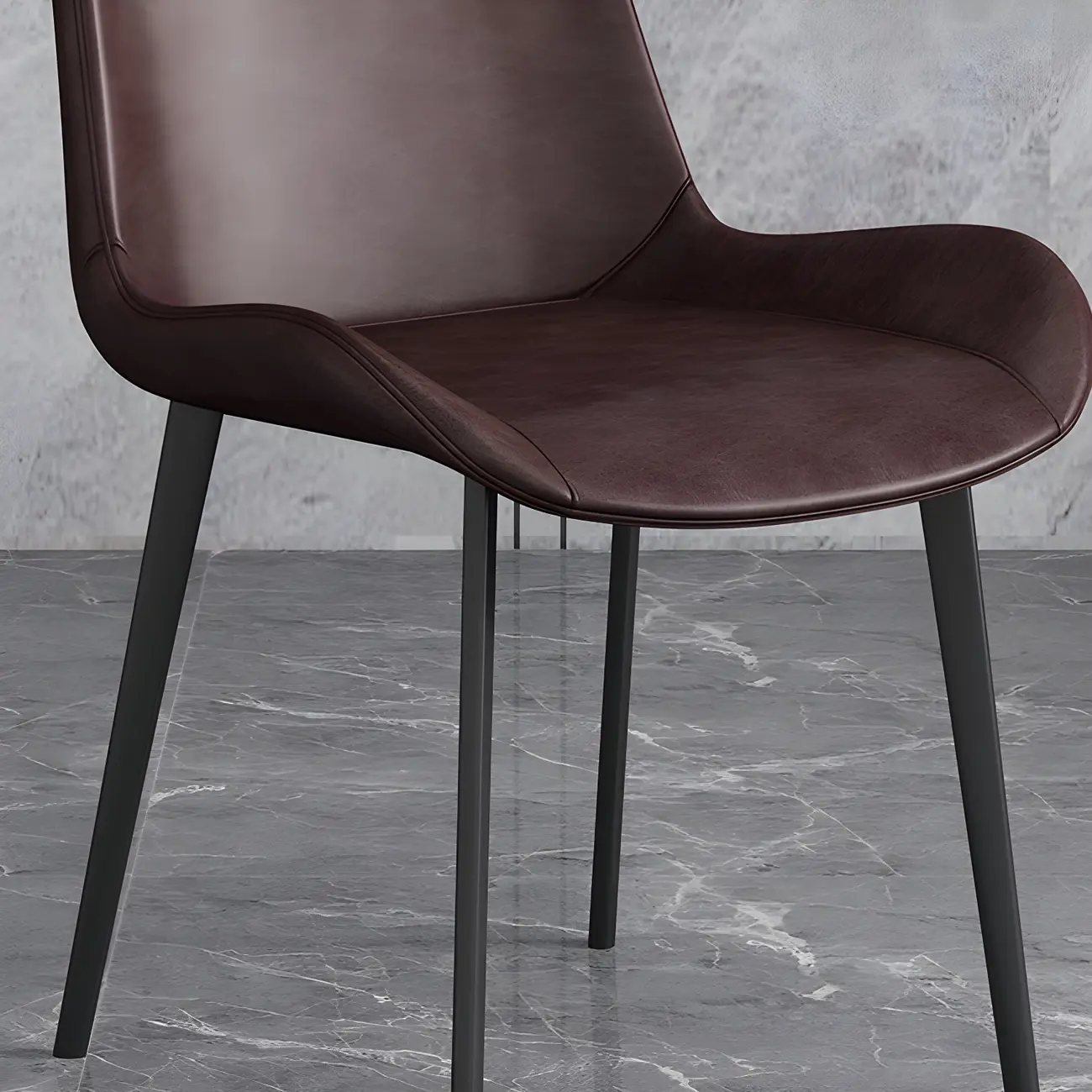 Sloped Armless Leather Upholstered Parsons Dining Chair