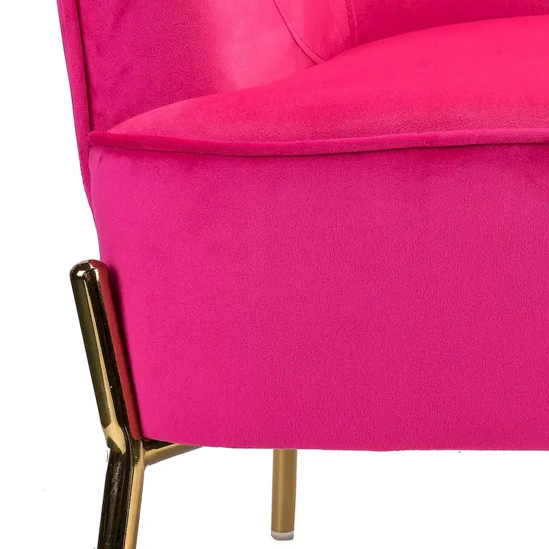 Ma Modern Velvet Accent Chair with Golden Legs Set of 2 by