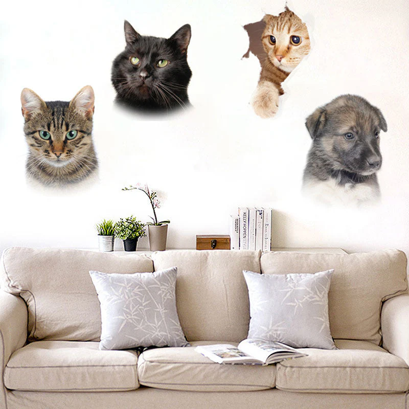 HULIANFU Toilet Stickers 3D Cat Vivid Wall Sticker  Fashion Lovely Animal Pvc Waterproof Decal For Bathroom Toilet Kicthen Decorative - Deanwangkt