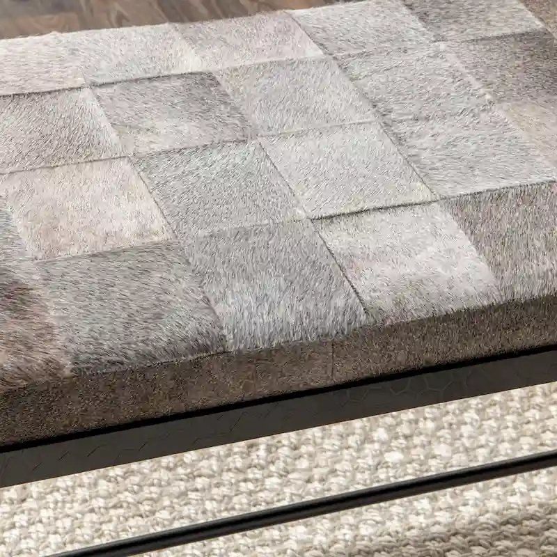 Classic Home Achen Leather Hide Ottoman Bench