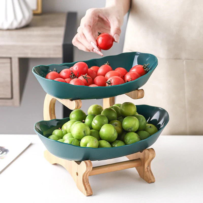 HULIANFU Table Plates For Serving Plates Dinnerware Wooden Partitioned Dish Snack Candy Cake Stand Bowl Food Fruit Plates Set Tableware - Deanwangkt