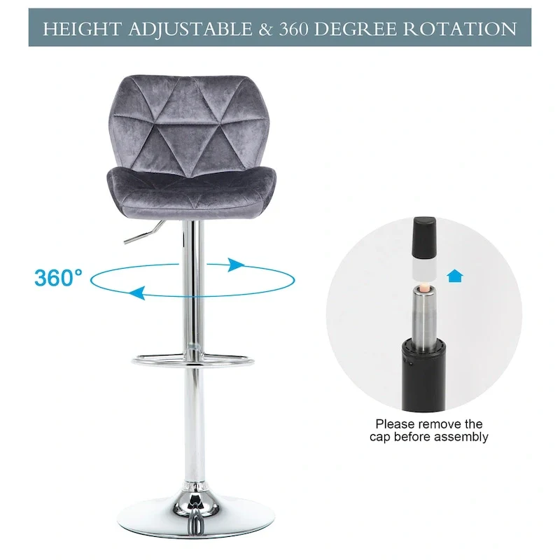 Upholstered Adjustable Barstools Counter Bar Pub Height Stools Set of 2