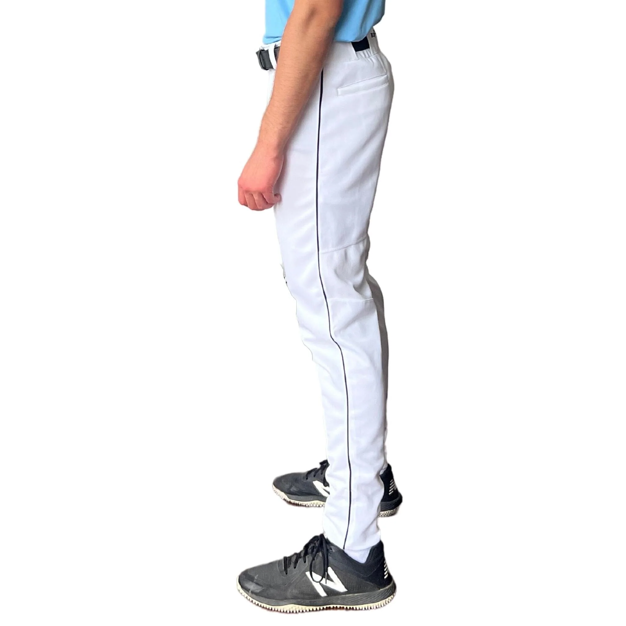 BRUCE BOLT Premium Pro Baseball Pant - WHITE w/ Black Piping