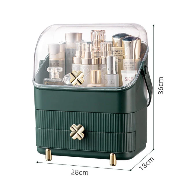 HULIANFU Large Capacity Makeup Organizer Cosmetic Storage Box Drawer Type Desktop Finishing Rack Dustproof Lipstick Beauty Mask Case - Deanwangkt