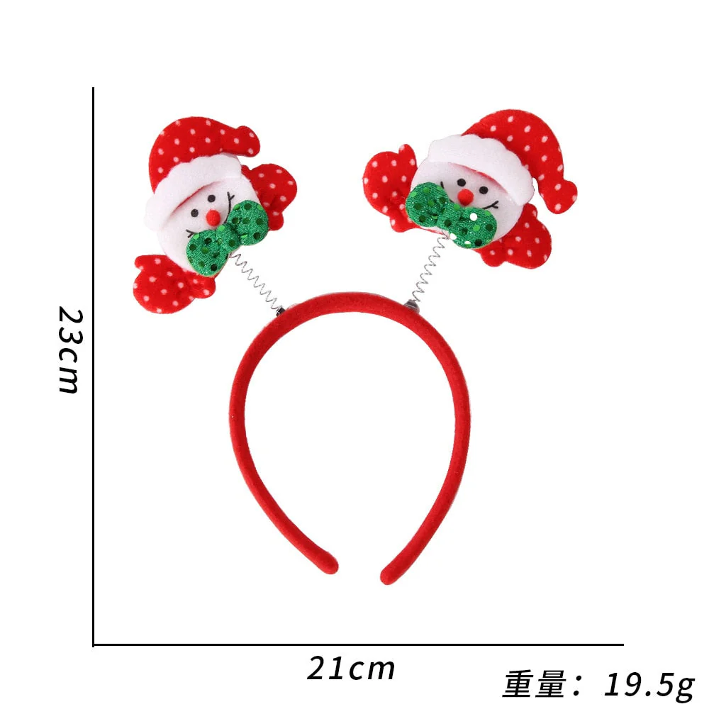 HULIANFU  Cartoon Red Christmas Hair Band Santa Claus Snowman Antlers Headband Merry Christmas Decor Adult Kids Naviidad Gifts Noel Toys - Deanwangkt