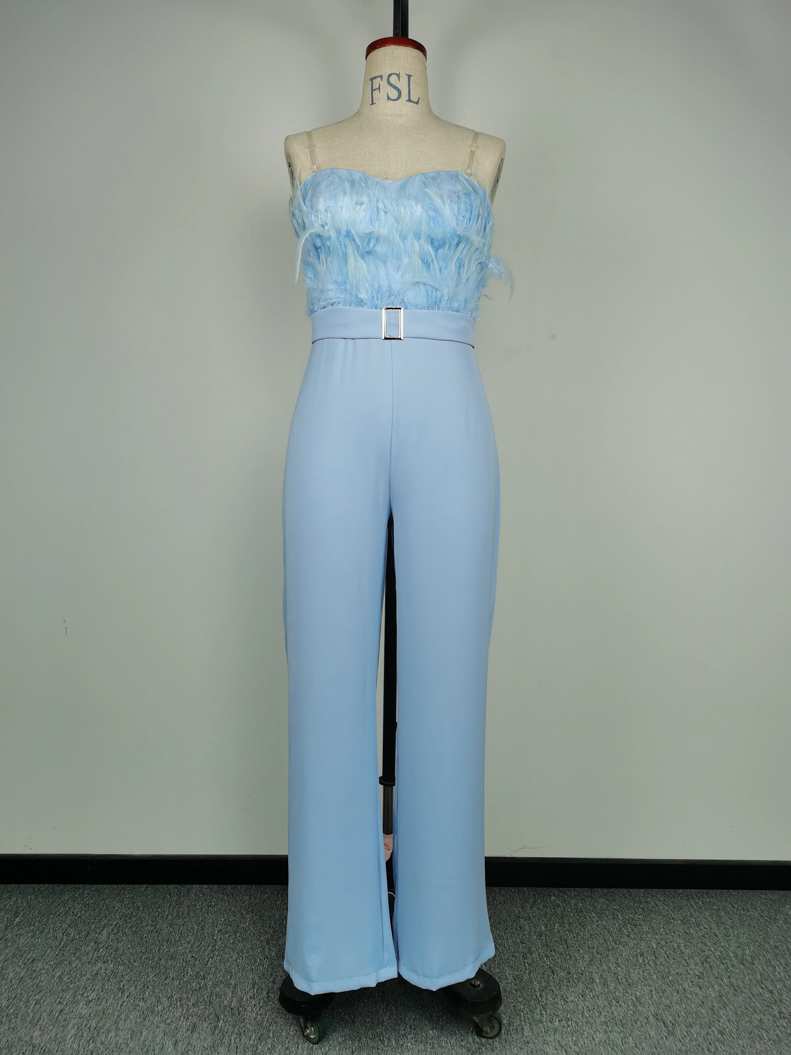 Hulianfu Jumpsuit Women Elegant Long Jumpsuit Strapless Slash Neck Feather Tube Top Sexy Fashion Party Night Evening Jumpsuit Summer - Deanwangkt