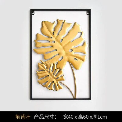 HULIANFU Nordic Metal Leaf Plant Wall Decor Wrought Iron Wall Hanging Non-perforated Wall Mural Living Room Bedroom Home Decoration Hot - Deanwangkt