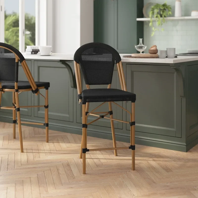 2PK Stacking Bistro Chair with Metal Frame & PE Seat