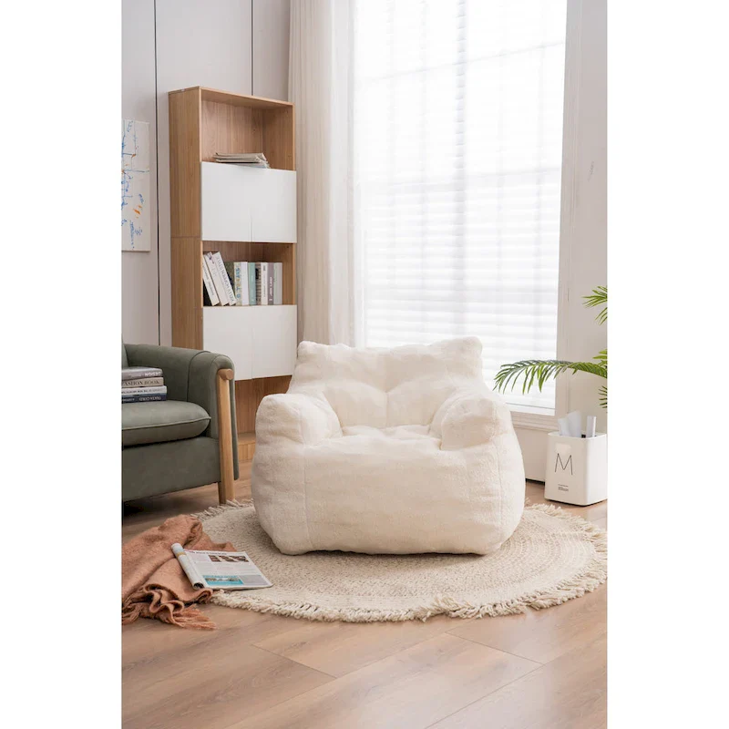 Soft Tufted foam bean bag chair with Teddy fabric