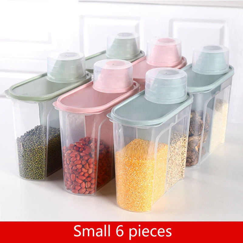 HULIANFU PP Food Storage Box Plastic Clear Container Set with Pour Lids Kitchen Storage Bottles Jars Dried Grains Tank 1.9L-2.5L H1211 - Deanwangkt