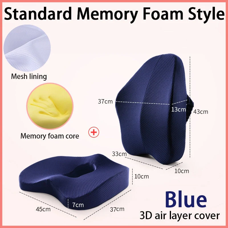 HULIANFU Memory Foam Seat Cushion Orthopedic Pillow Office Chair Cushion Lumbar Cushions Car Seat Butt Hemorrhoid Coccyx Vertebra Sets - Deanwangkt