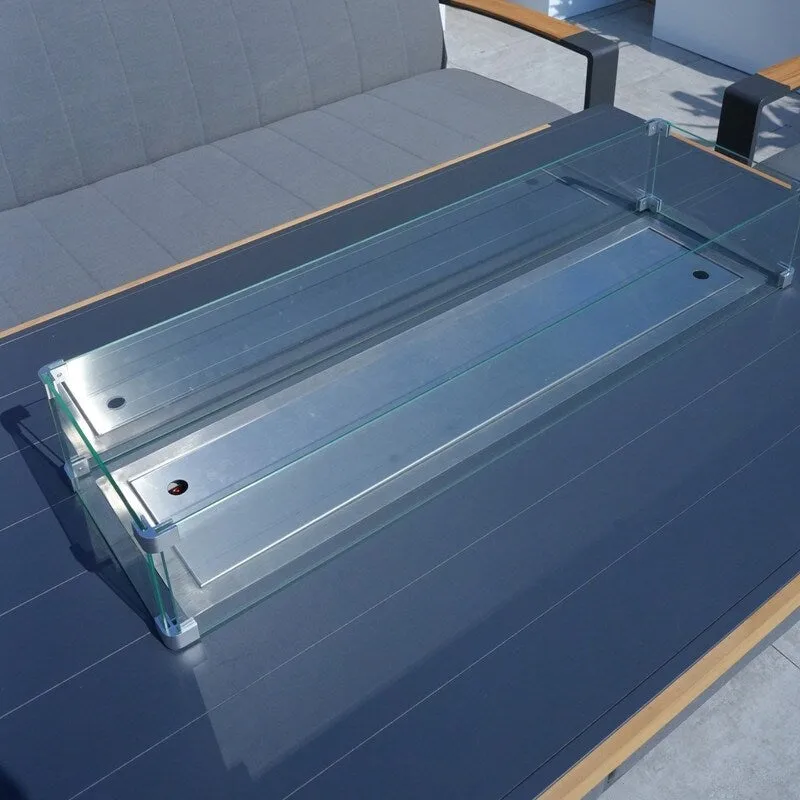 4-Piece Patio Acrylic Swing Chair Sofa Set with Firepit Table and BBQ Grill