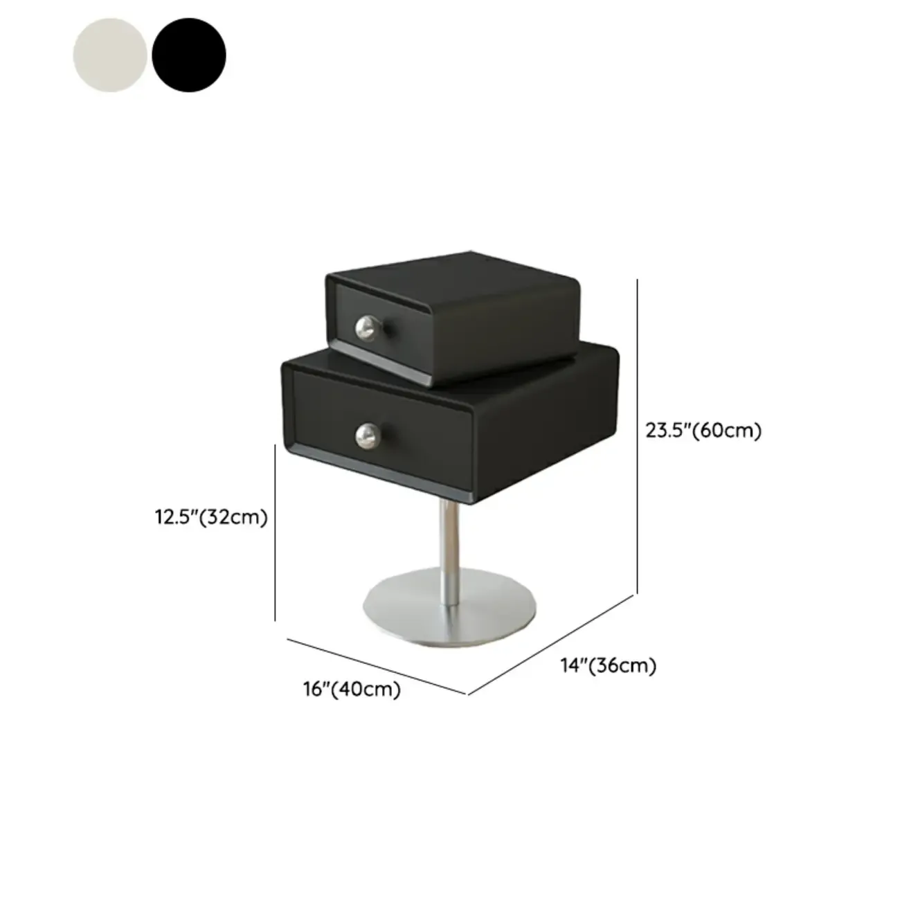 Modern Metal Wood Rotatable 2-Drawer Nightstand