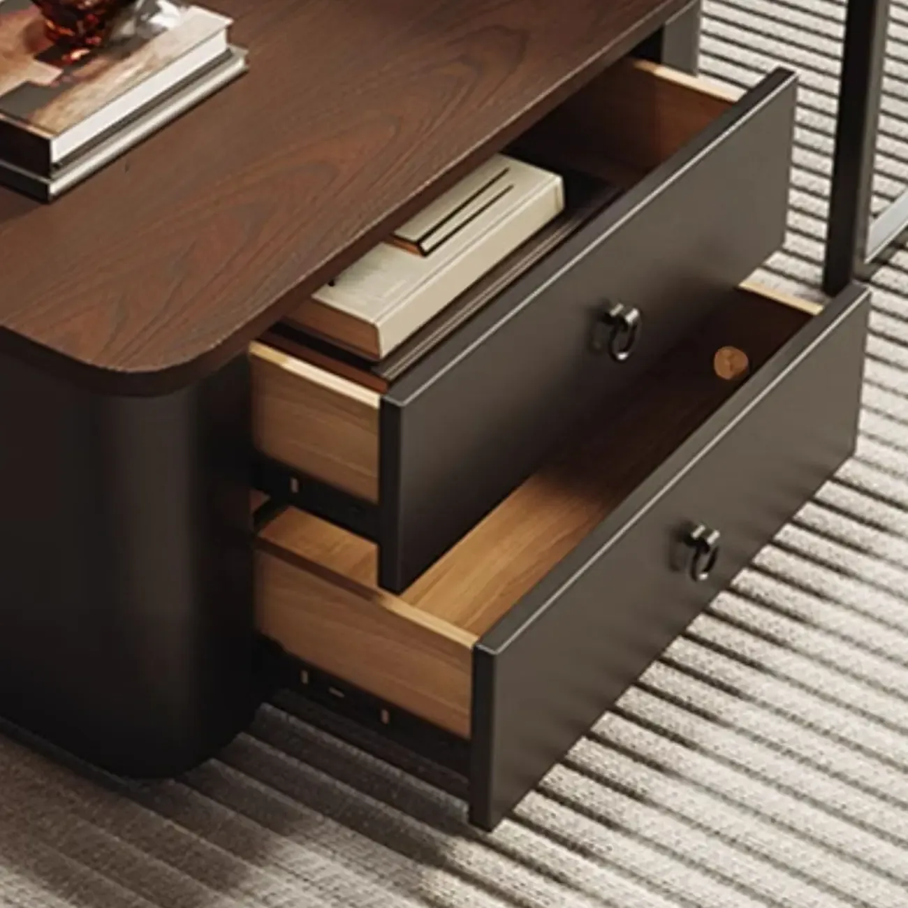 Modern Square Wood Stone Nesting Coffee Table