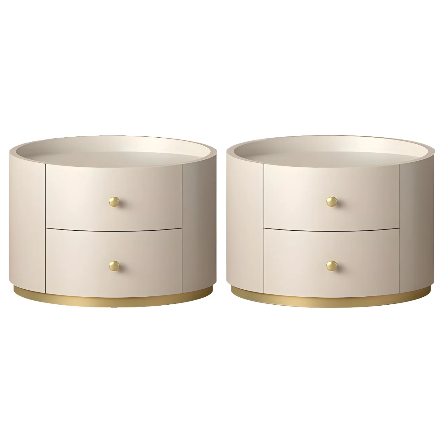 Glam Manufactured Wood Round 2-Drawer Nightstand