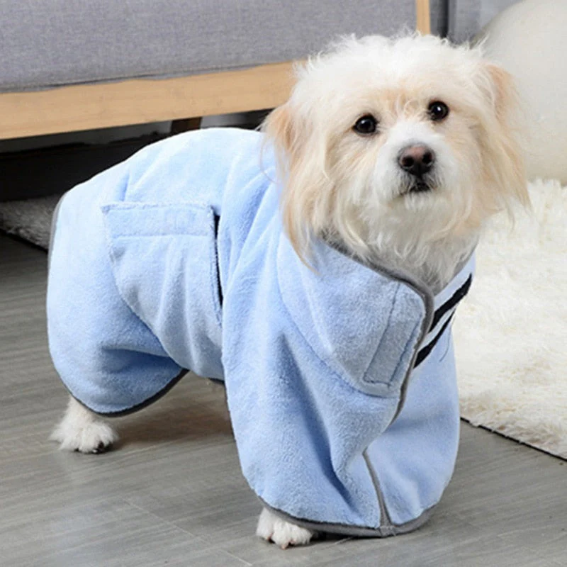 HULIANFU Wearable Dog Bathrobe Towels Super Absorbent Dog Bath Towel Coral Fleece Drying Robes Moisture Absorbing For Dog And Cat - Deanwangkt