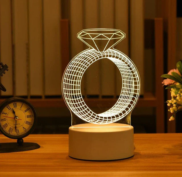 HULIANFU Romantic Love 3D Acrylic Led Lamp for Home Children Night Light Table Lamp Birthday Party Decor Valentine Day Bedside Lamp - Deanwangkt