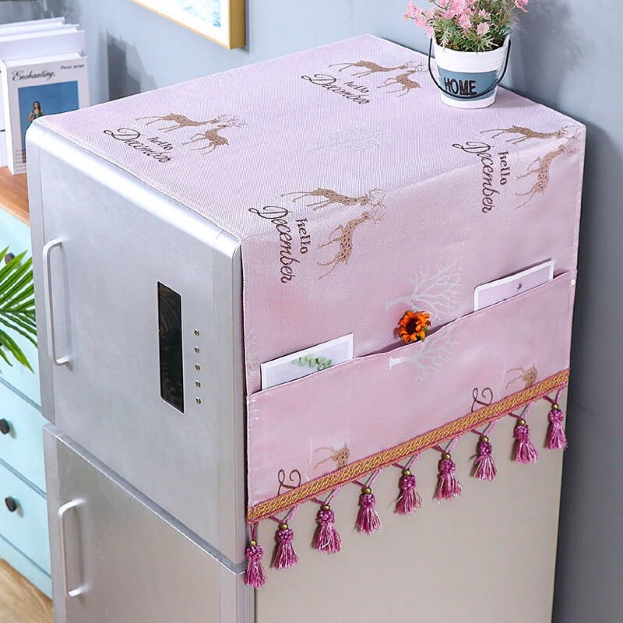 HULIANFU Refrigerator Top Covers Anti-dust Washing Machine Cover With Storage Bag Microwave Oven Dust Proof Cover home accessories - Deanwangkt