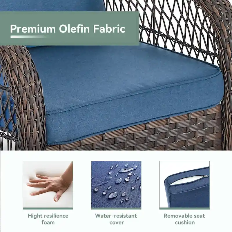 3 Pieces Patio Swivel Chair Gliders Rocker Chair - Brown