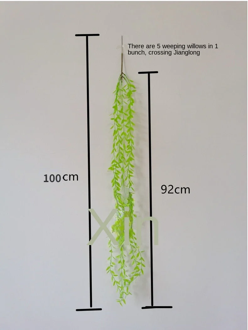 HULIANFU Simulation plant willow leaf rattan wedding ceiling wall hanging plastic green leaf rattan hanging green plant - Deanwangkt