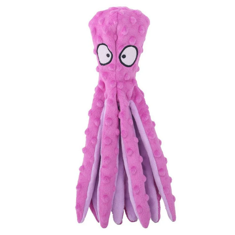 HULIANFU Pet Dog Plush Toy Squeaker Chew Animal Toy Octopus Skin Shell Bite Resistant Plush Toy Funny Durability Molar Toy Pets Supplies - Deanwangkt