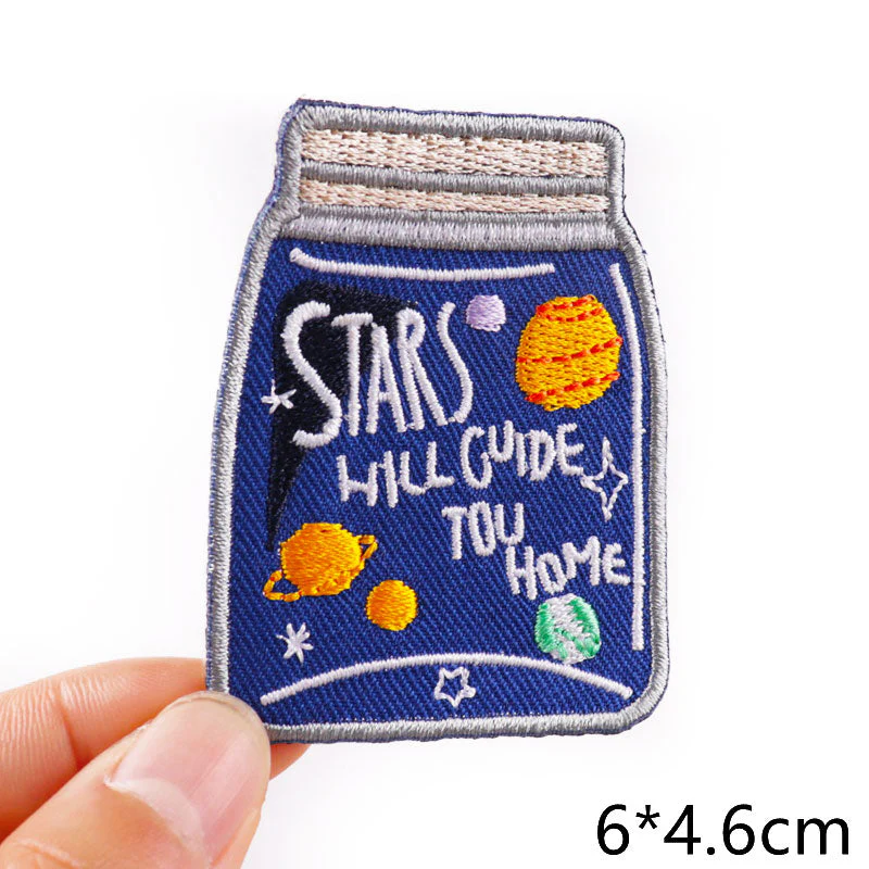 HULIANFU Van Gogh Embroidered Patches on Clothes DIY Cartoon Wave Applique Clothing Thermoadhesive Patches for Clothing DIY - Deanwangkt