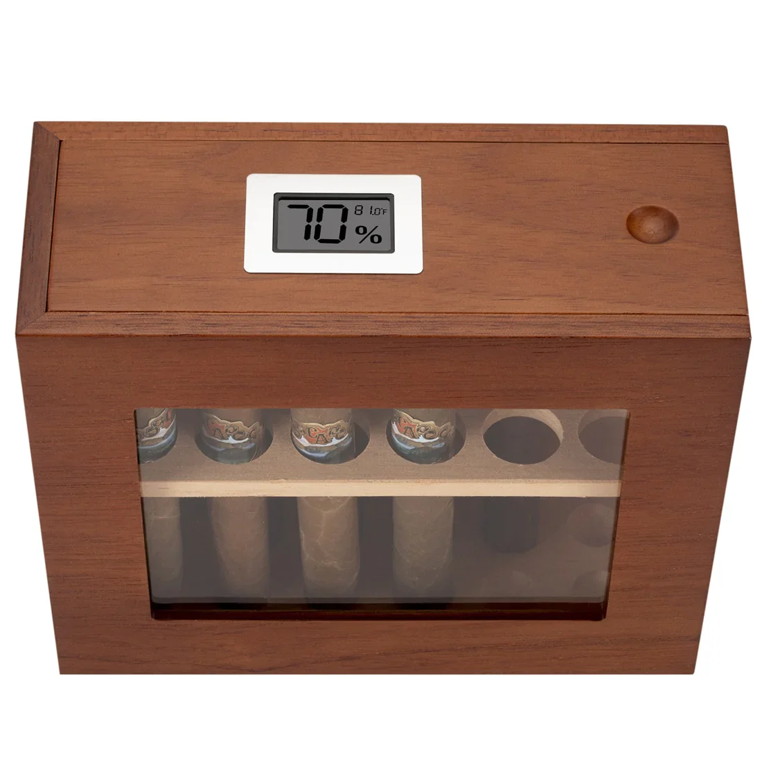 HULIANFU New Wooden Humidor Box For Cigar W/ Hygrometer Humidifier Portable Glass Window Cedar Wood Case Fit 12-25 Cigars Storage Cabinet - Deanwangkt