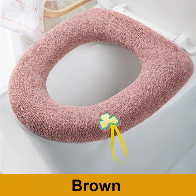 HULIANFU Winter Warm Toilet Seat Cover Closestool Mat 1Pcs Washable Bathroom Accessories Knitting Pure Color Soft O-shape Pad Bidet Cover - Deanwangkt