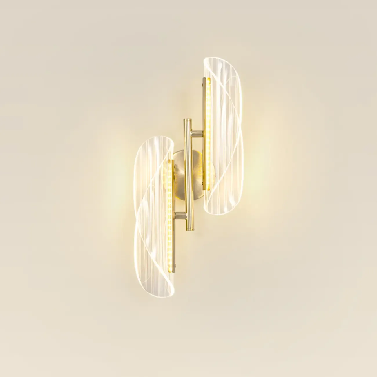 Art Deco Gold Metal and Acrylic LED Wall Sconce