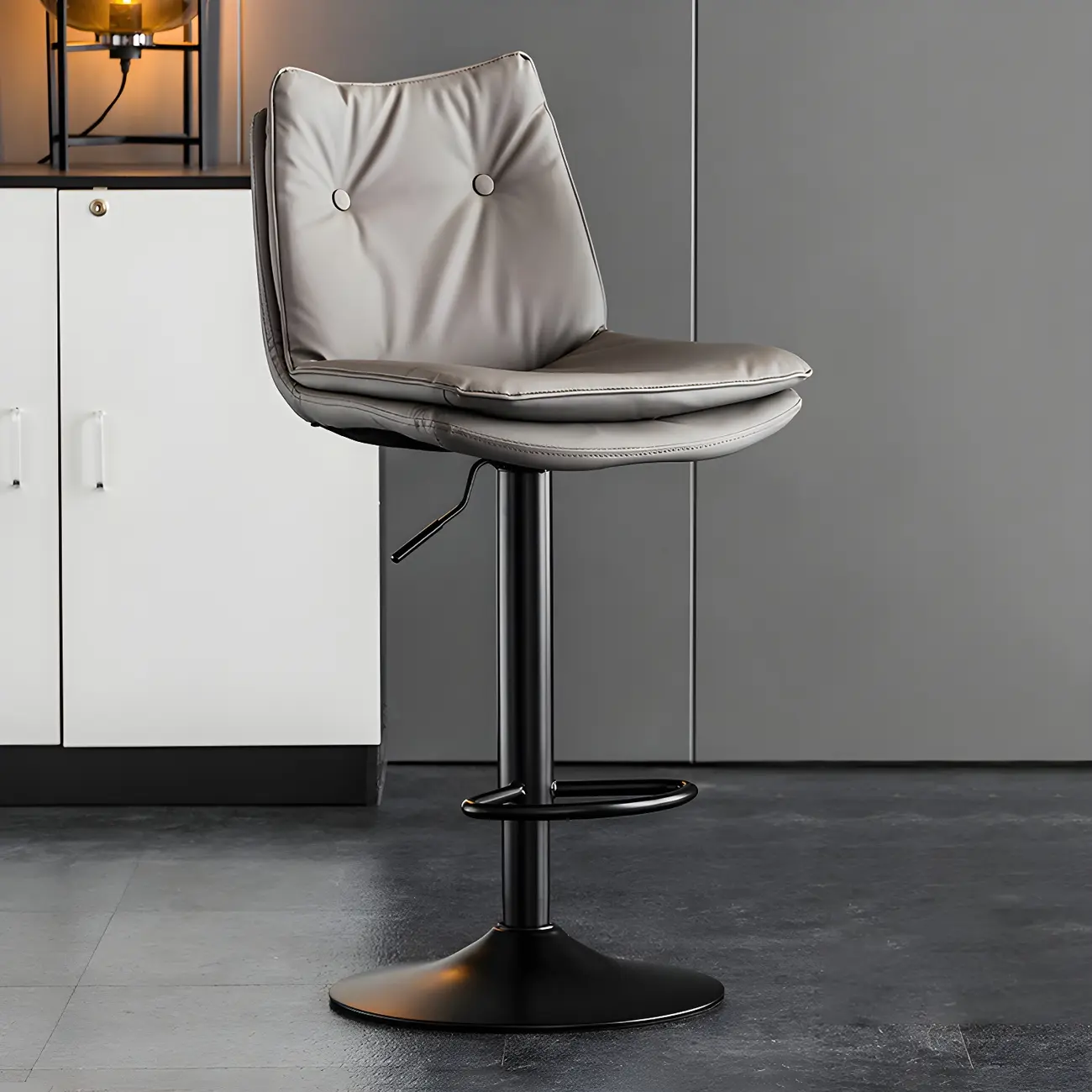 Modern Adjustable Leather Swivel Bar Stools