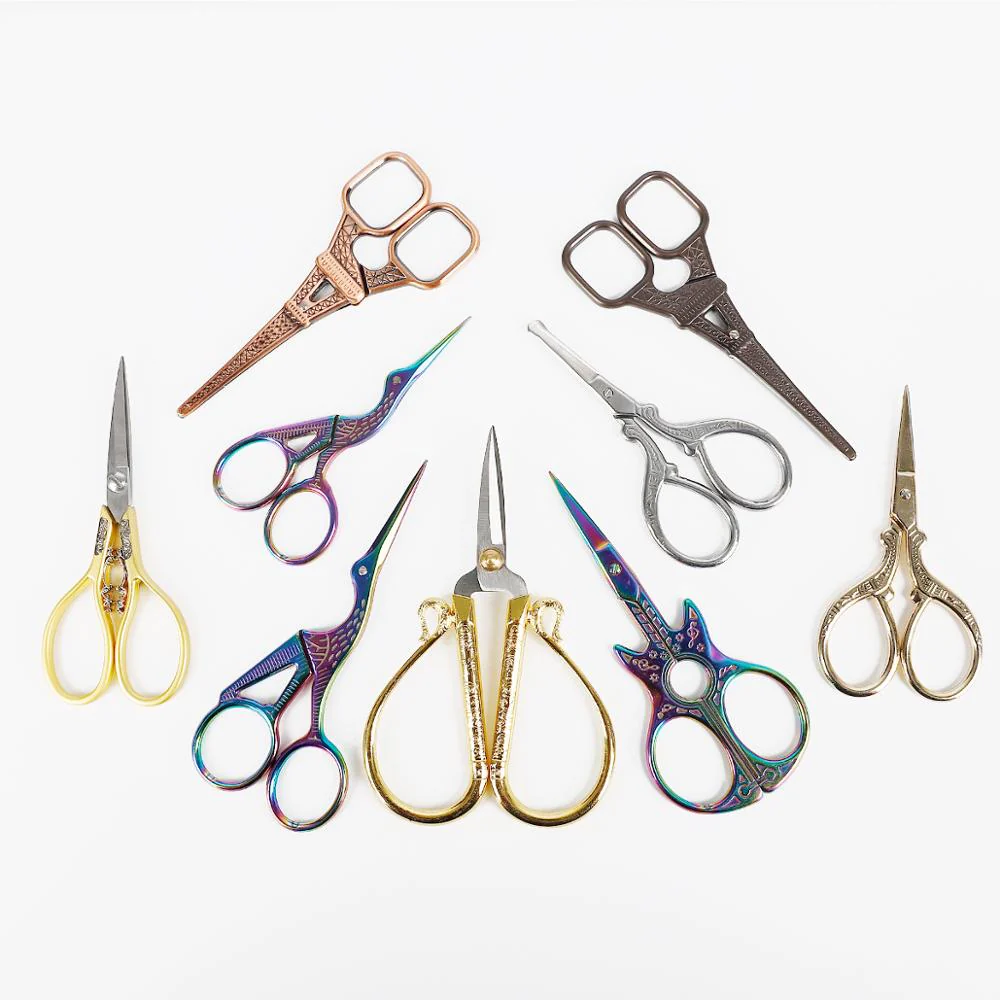 HULIANFU Vintage Stainless Steel Tailor Yarn Trim Cut cross stitch Scissor fabric Needlework Embroidery Thread knitting tool Sewing Tool - Deanwangkt