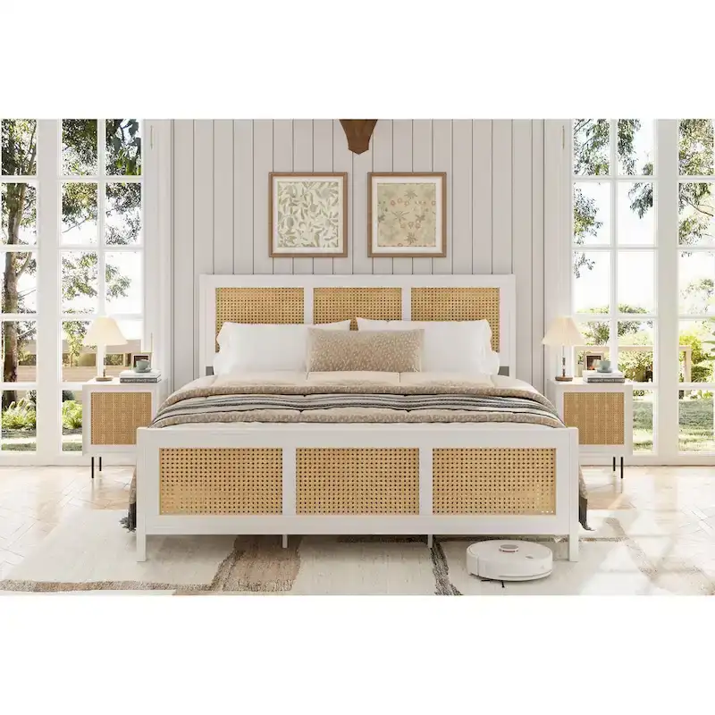 Rattan Bed Frame with Headboard