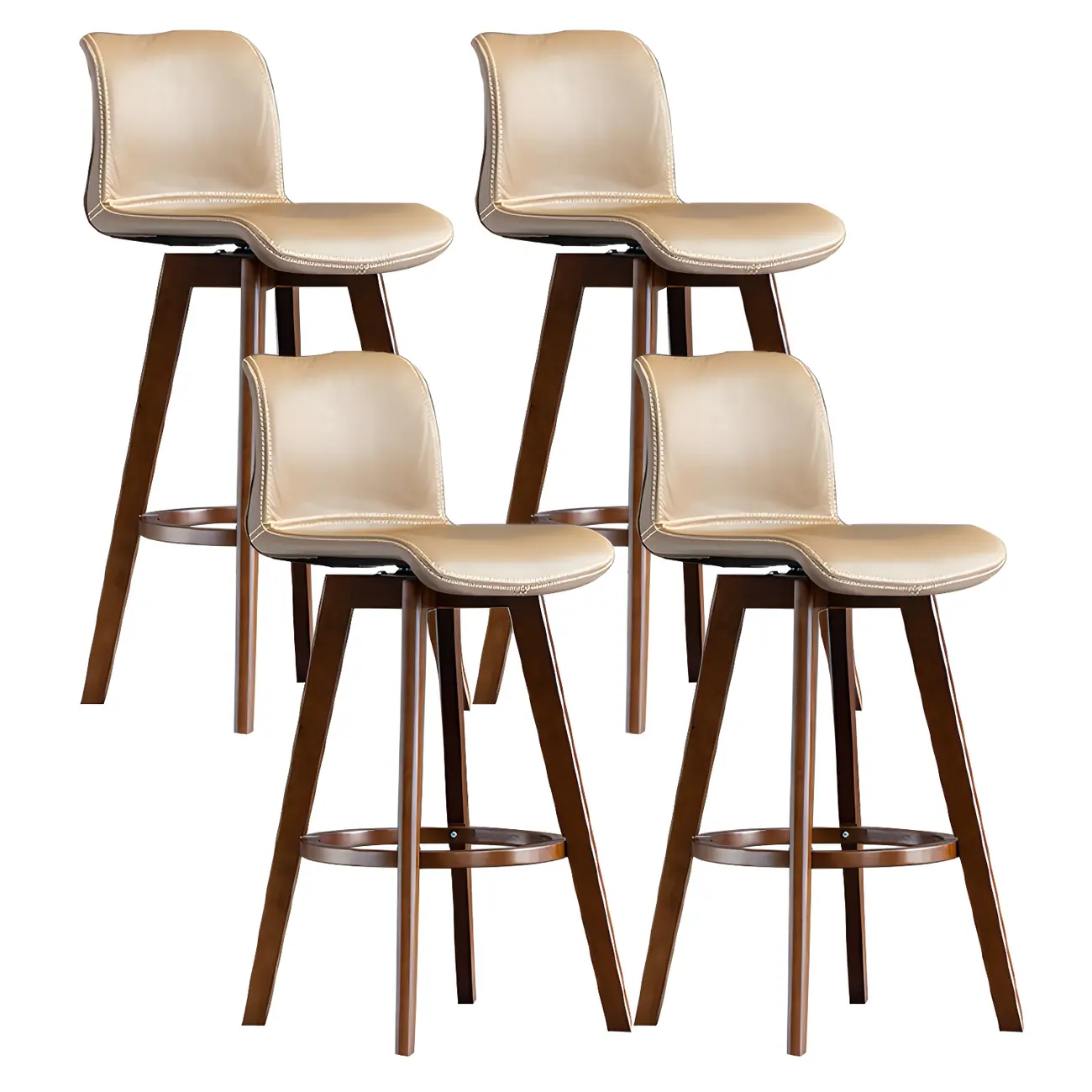 Mid-Century Distressed Leather Swivel Bar Stool with Back