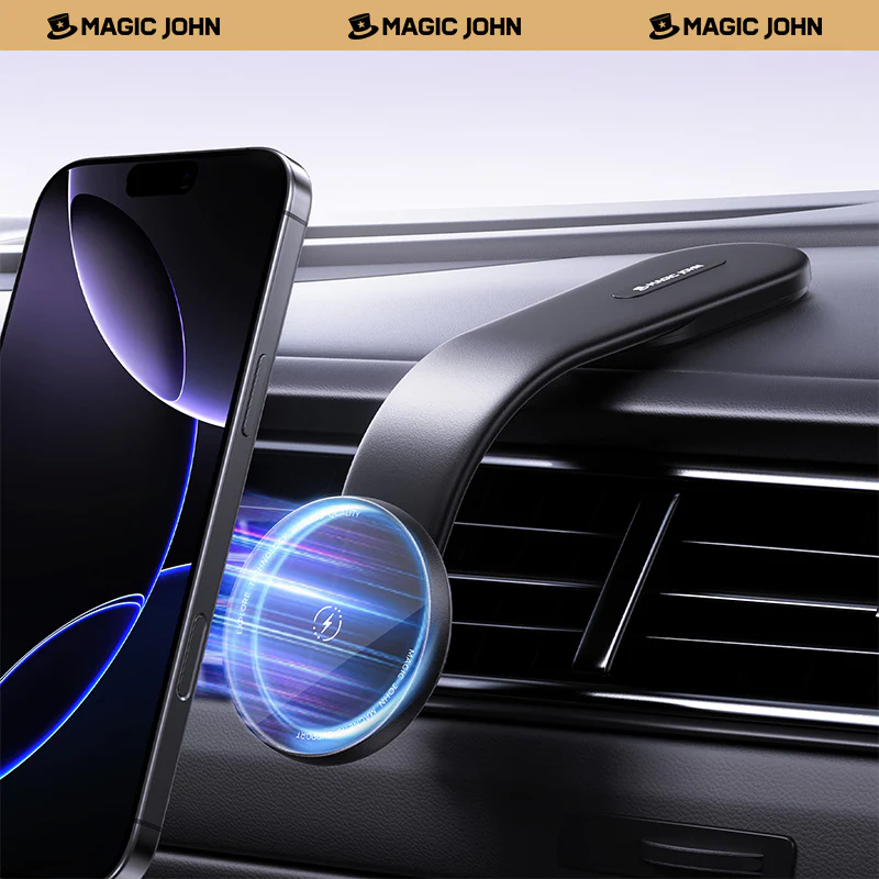 MAGIC JOHN Magnetic Car Mount with Wireless Charging