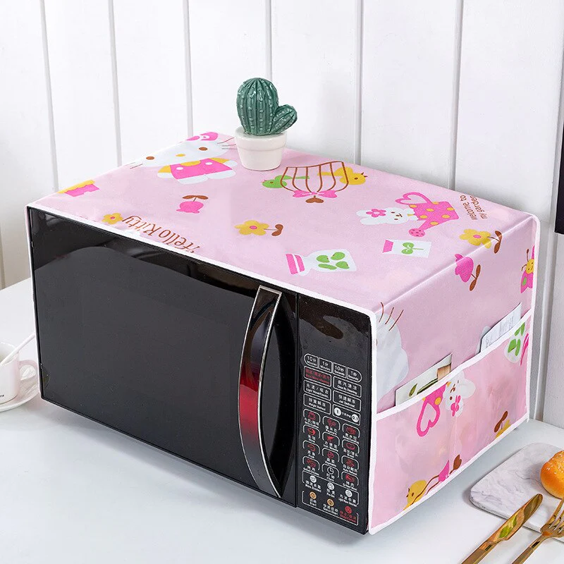 HULIANFU Peva Dustproof Microwave Oven Covers Printed Dust Oil Proofing Covers With Double Pockets Storage Bag Kitchen Accessories - Deanwangkt