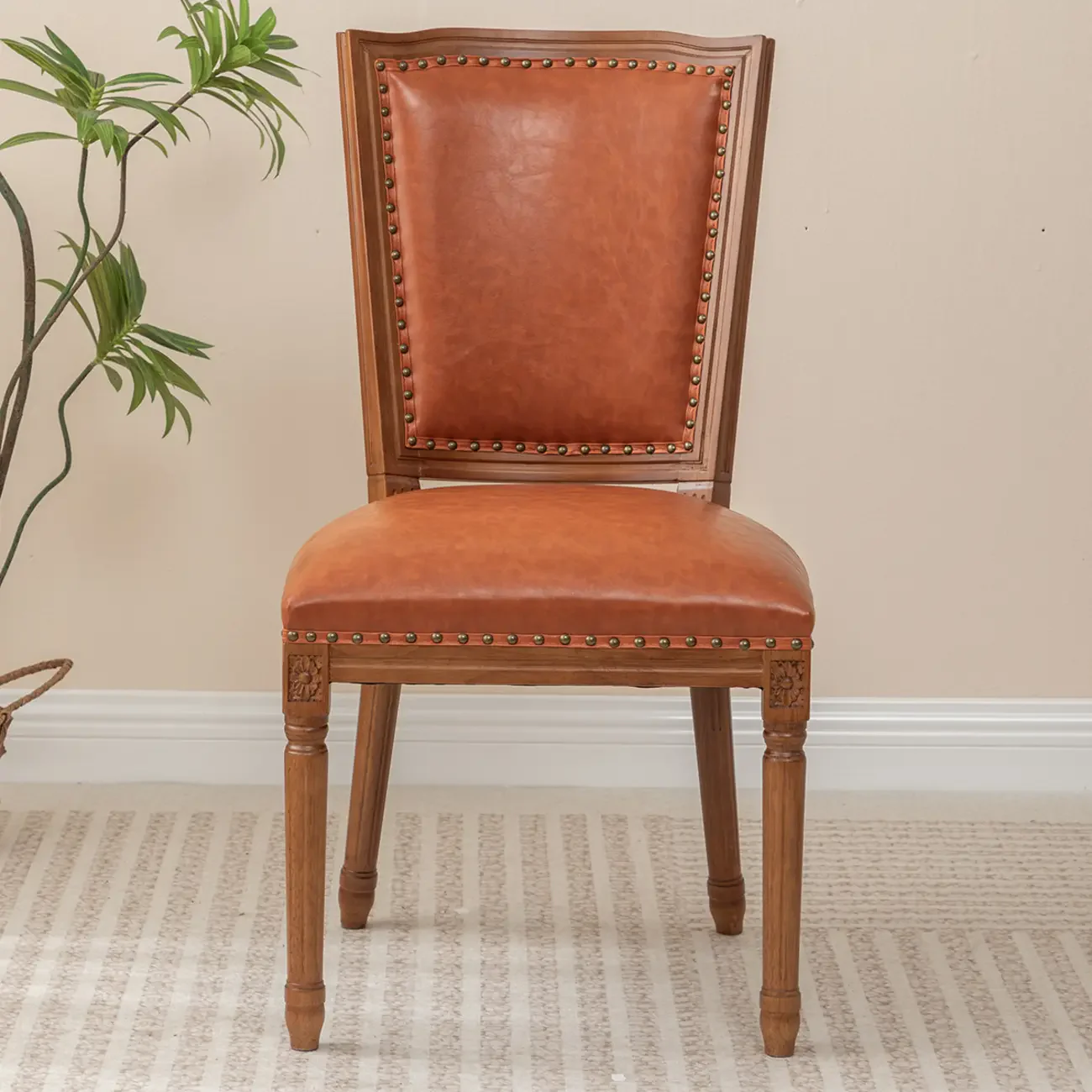 Mid Century Modern Solid Back Armless Wooden Dining Chairs