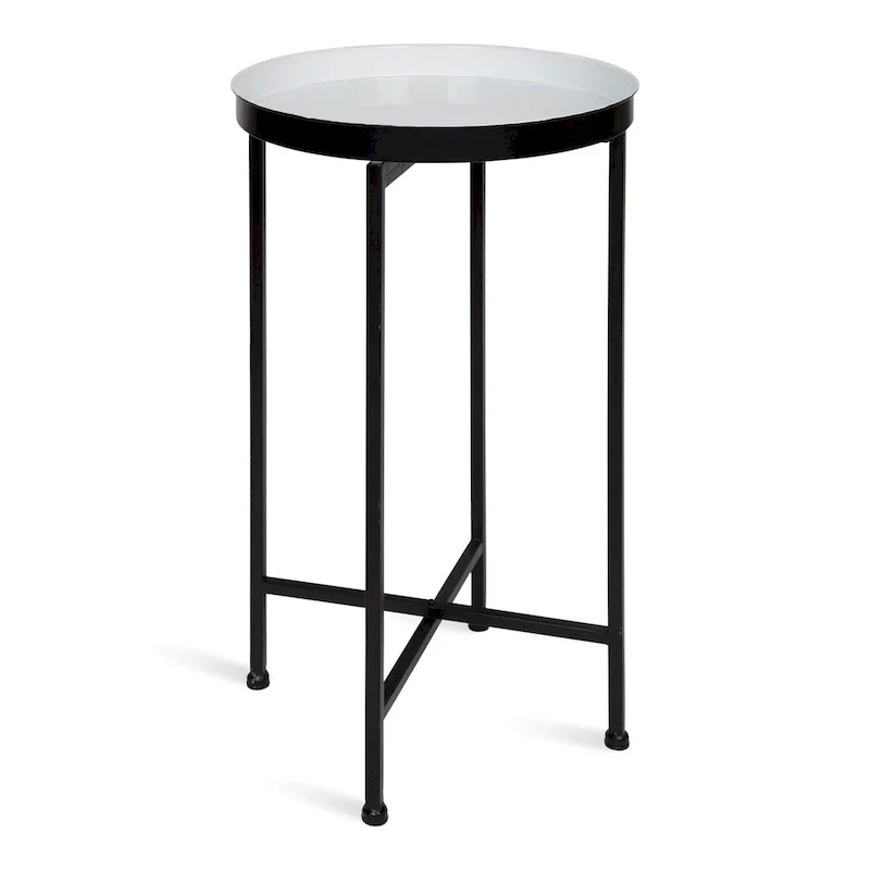 Celia Round Metal Tray/ Foldable Accent Table - 14x14x25.75