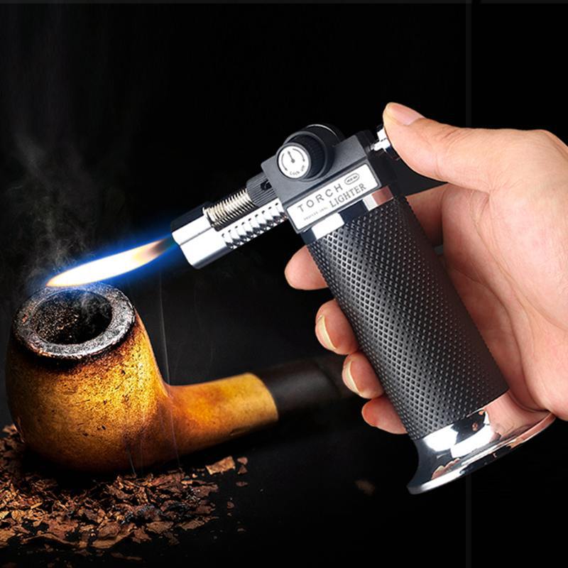 HULIANFU Kitchen Spray Gun Torch Lighter Jet Turbo Outdoor Double Flame Baking BBQ Lighter Windproof Camping Butane Gas Cigar Lighter - Deanwangkt