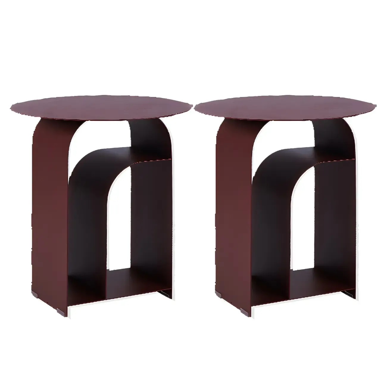 Industrial Narrow White Metal Bedside Table with Round Top