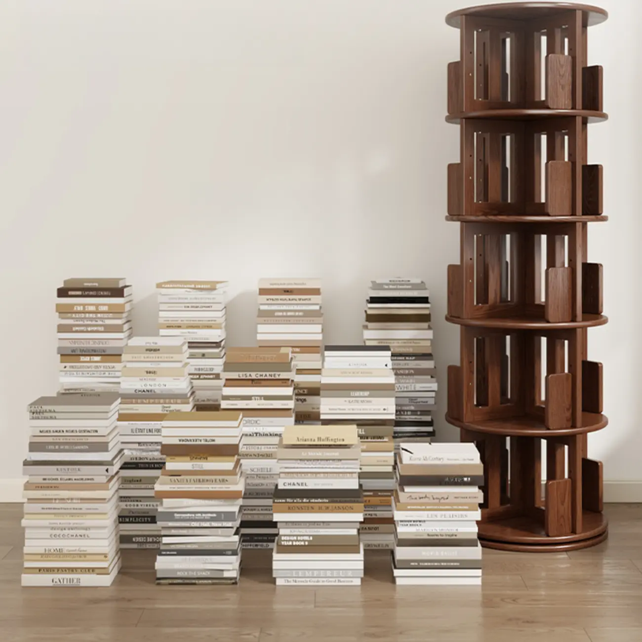 Wooden Vertical Narrow Rotating Bookcase