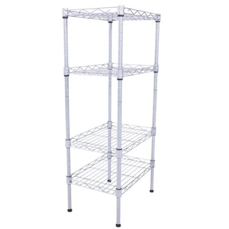 Rectangle Carbon Steel Metal Assembly 4-Shelf Storage Rack Silver Grey - 13.77 x 9.84 x 31.5
