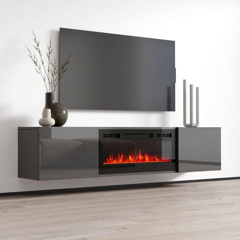 Cali EF Wall Mounted Electric Fireplace Modern 72 TV Stand