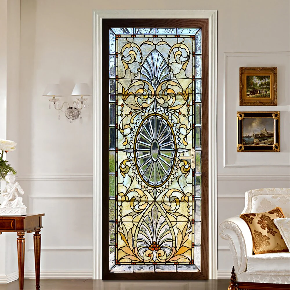 HULIANFU 2026  Simulation Of Gilt Leaves DIY Door Stickers Home Decoration Wall Sticker Kitchen Art Mural Peel & Stick Waterpoof PVC Wallpaper - Deanwangkt