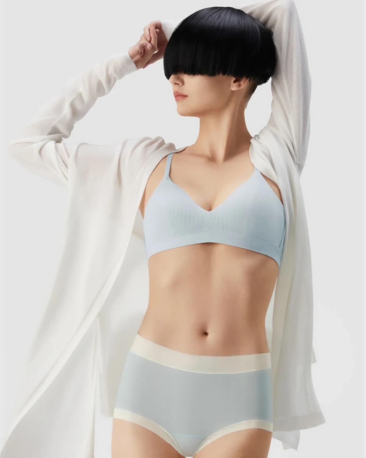 Modal Bare-Feel Seamless High-Waist Full-Coverage 3-Pack Panties, Women's Bikini Briefs with Mulberry Silk Gusset